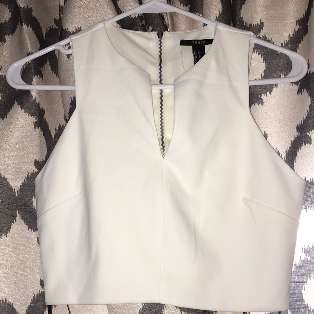 White V-Neck Crop Top